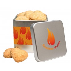 Kubitin square tin filled with butter hearts