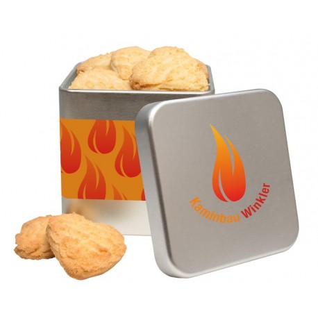 Kubitin square tin filled with butter hearts