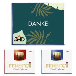 Merci chocolate with greeting card