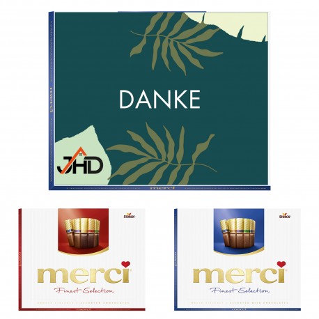 Merci chocolate with greeting card