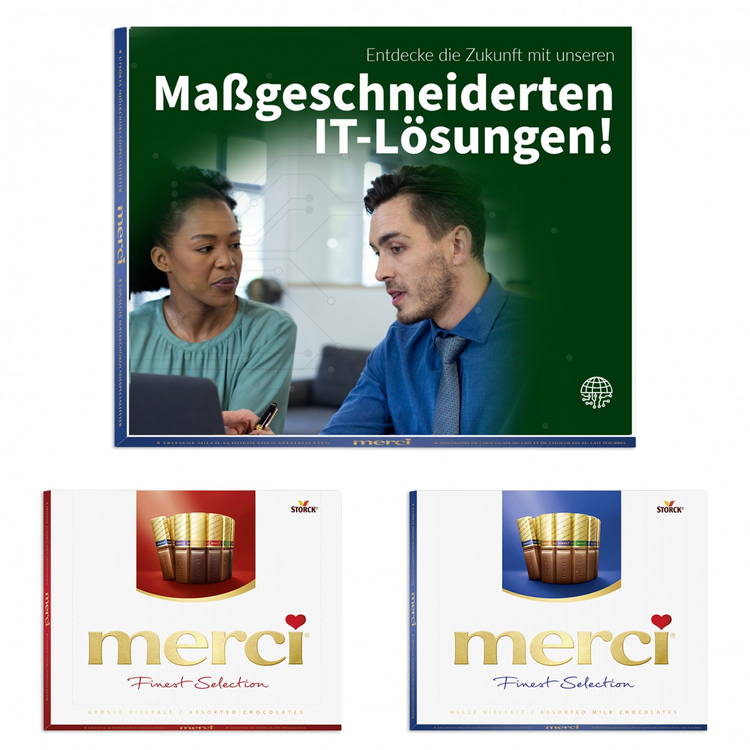 Merci chocolate with greeting card