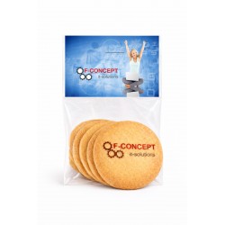Colour printed biscuit bag with printed tag