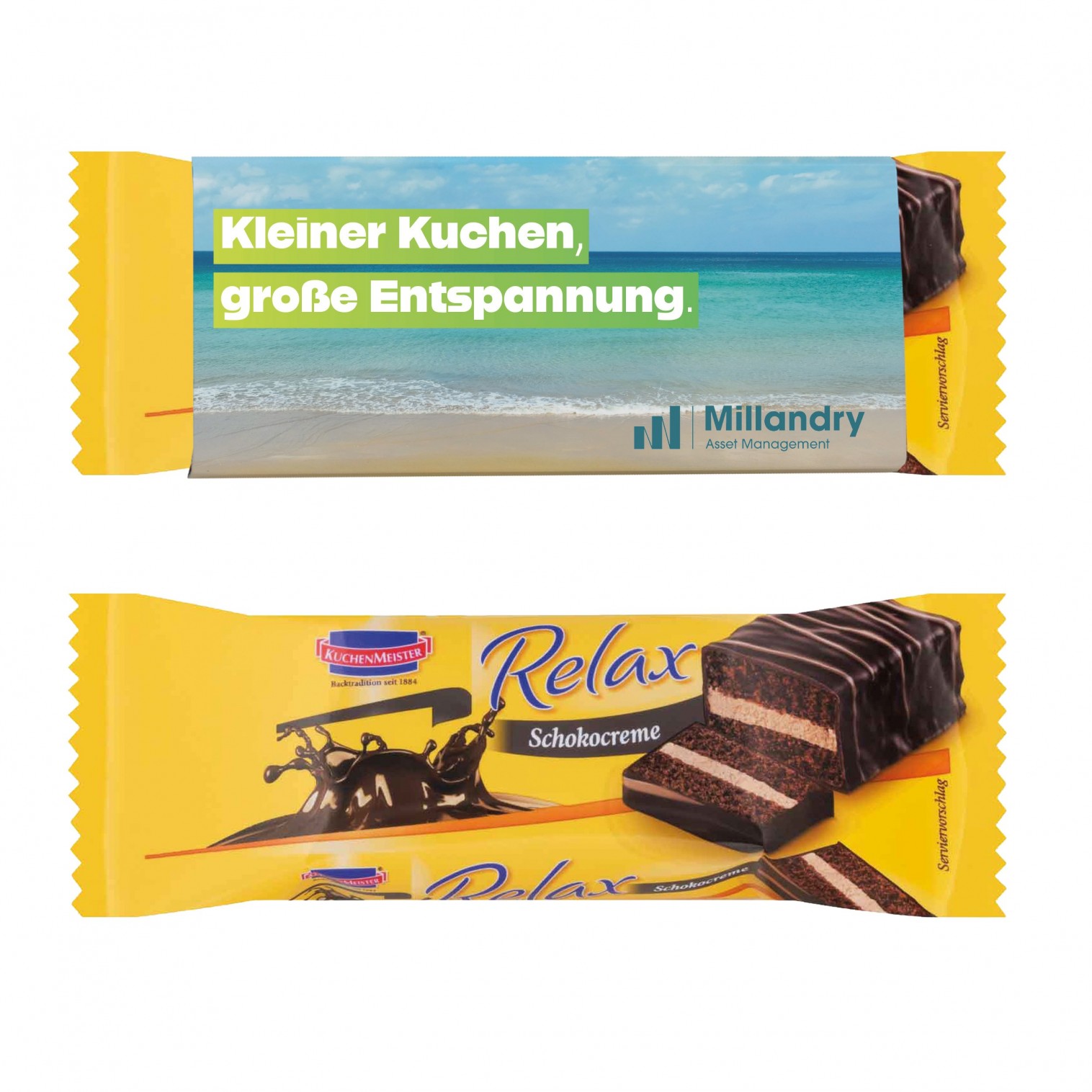 KuchenMeister cocoa cake bar rwith printed sleeve