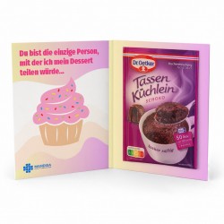 Promotional envelope with mug cake