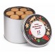 Round tin, embosseded  biscuits in tray