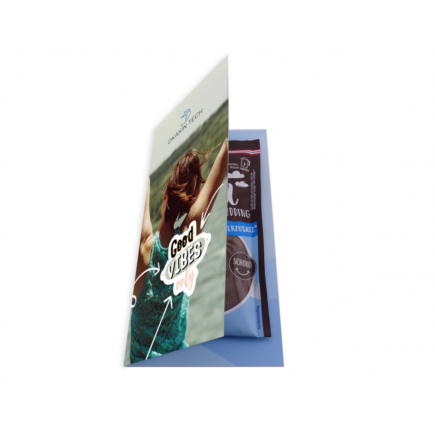 Promo-folder with chocolate mug pudding