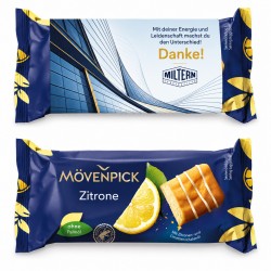 Mövenpick Mini-Cake im Werbeschuber
