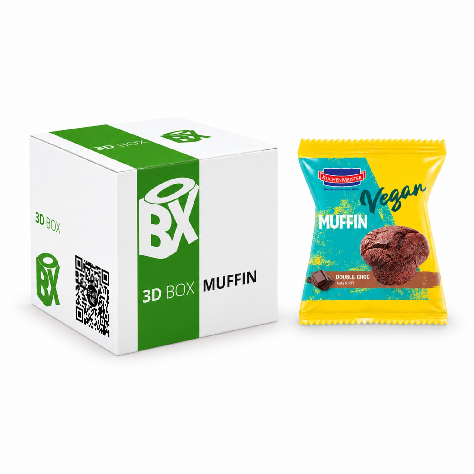 Vegan muffin in a cube box