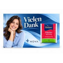Bedruckte Tee-Karte DinA5 mit einem Teebeutel