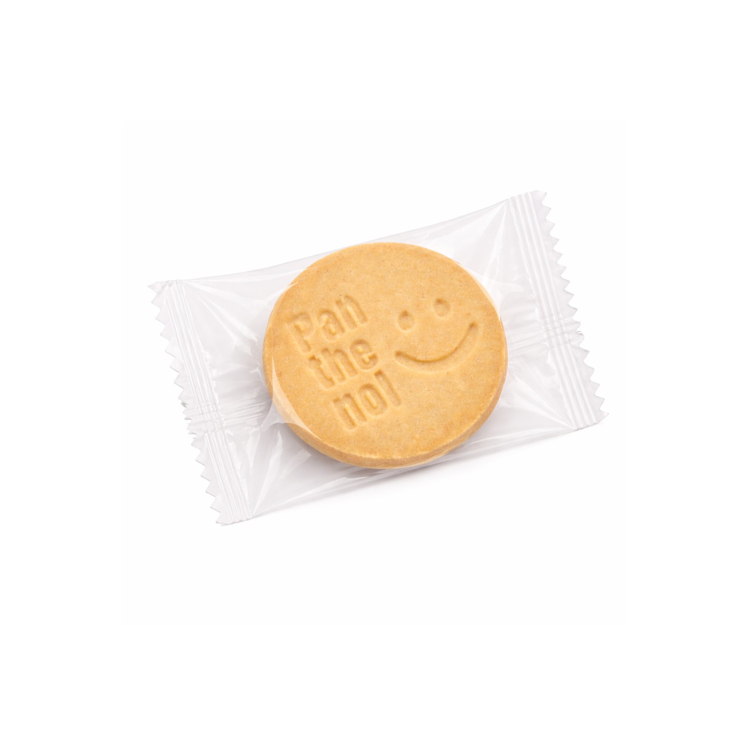 Biscuit with embossed logo