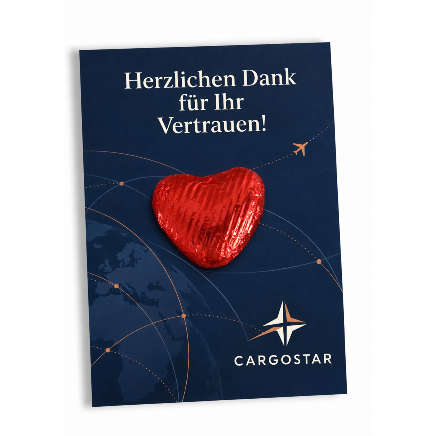 Promo-card A7 with a chocolate heart