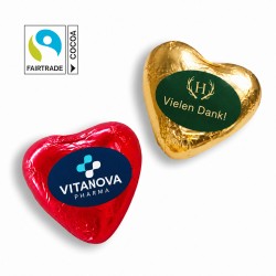 Chocolate heart with printed label