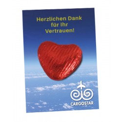 Promo-card A7 with a chocolate heart