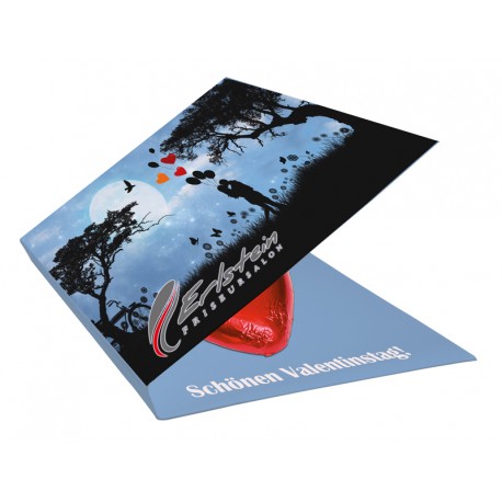 Promo-folder A7 with a chocolate heart